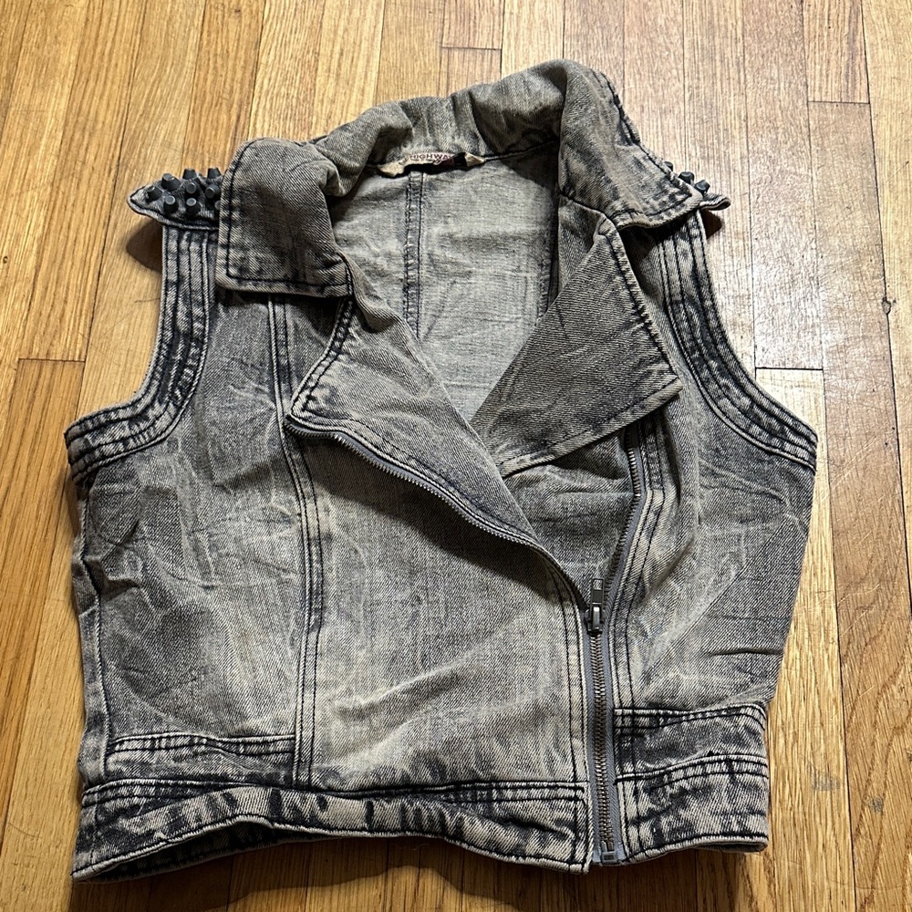 Highway Jeans Black and Gray Denim Vest